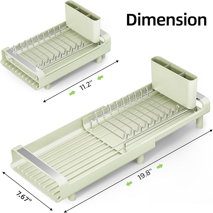 TOOLF Small Dish Drying Rack, Expandable and Space-Saving, Compact Design Fits - Image 9