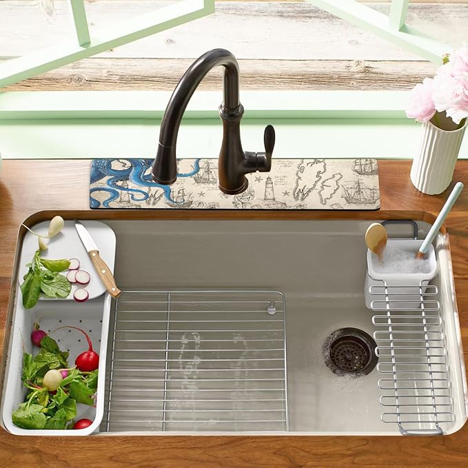 Sink Faucet Absorbing Mat, 2 Pack Drying Mat Around Faucet Sink Splash Guard - Image 6