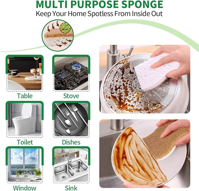 Sponges Kitchen Natural Dish Sponge Plant-Based Biodegradable Compostable | - Image 6