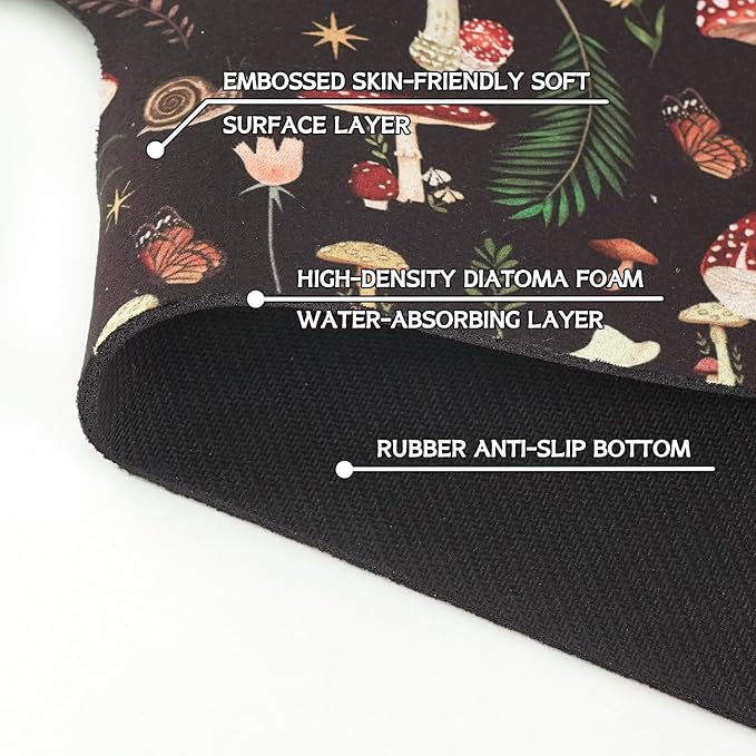 Vintage Black Mushrooms Butterfly Kitchen Sink Splash Guard Faucet Mat - Image 5