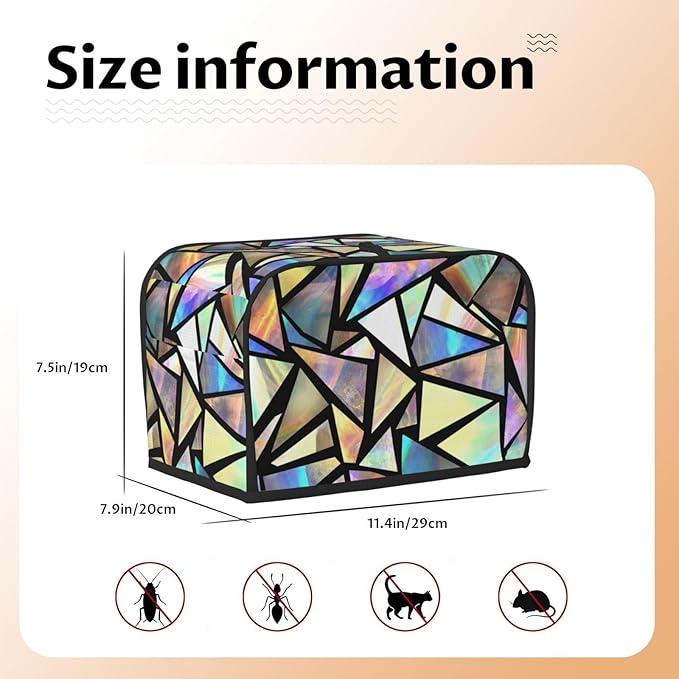 Iridescent Bright Colorful Pretty 2 Slice Toaster Cover, Waterproof Toaster Dust Cover Bread Maker Protective For Small Kitchen Appliance Dining Room Home Table Decor Gifts