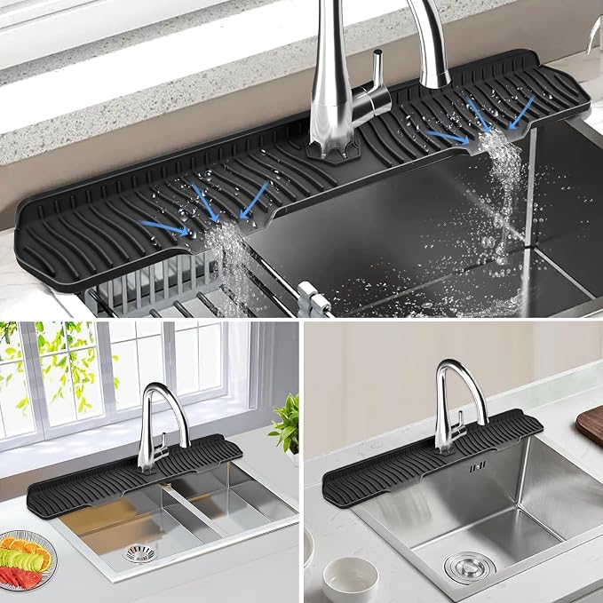 Kitchen Sink Splash Guard Gen2-30" x 6'' Silicone Sink Mat Splash Guard fit - Image 4