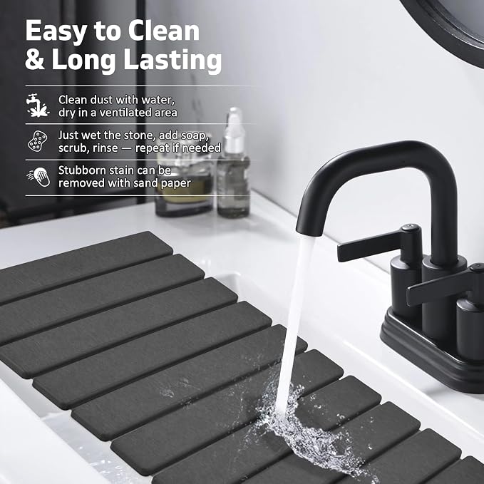 Large Stone Dish Drying Mats for Kitchen Counter, Fast Drying Collapsible - Image 6