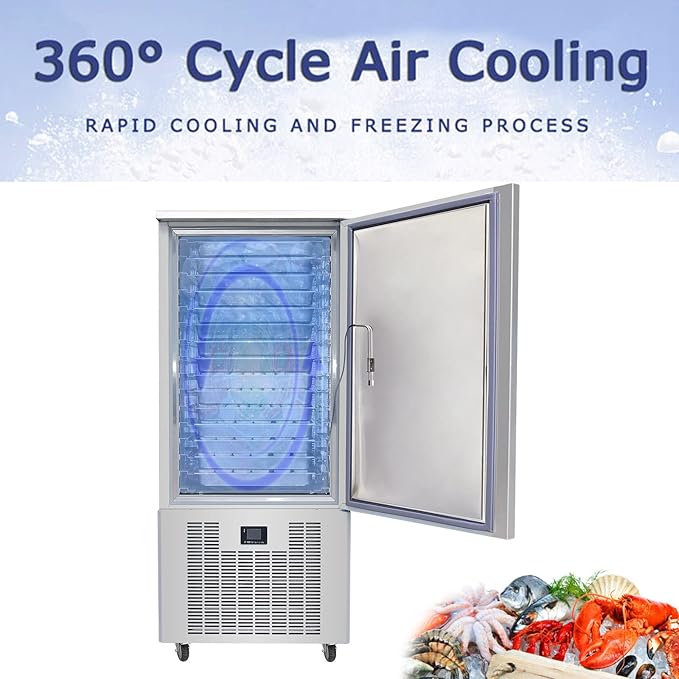 Kolice Commercial Heavy Duty 15-Trays Blast Chiller & Freezer, Blast Freezer, Chest Freezer -40°F to +37.4°F, Smart Temperature Controller to Preserve Cakes,Beef,Chicken,Sea Food,Dough,Ice Cream