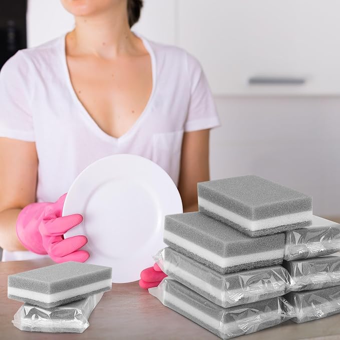 90 Pack Individually Wrapped Sponges Uncompressed | Kitchen Dishwashing Non - Image 5
