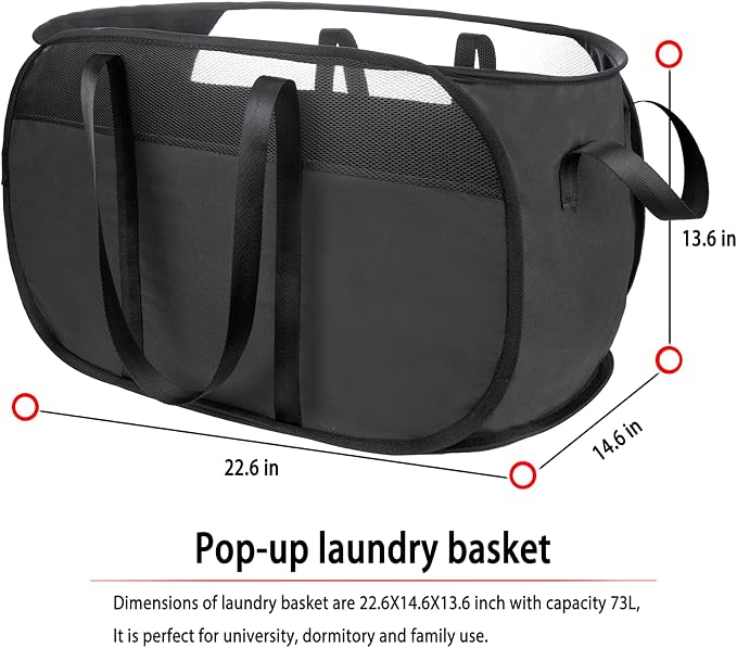 Pop Up Laundry Hamper，with Durable Handles collapsible laundry basket，Easy to - Image 6