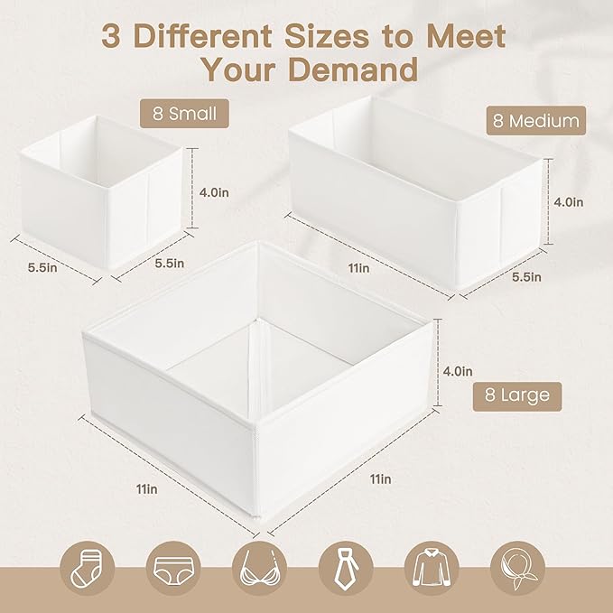 Drawer Organizer Clothes, 24 Pack Dresser Organizer - Image 3