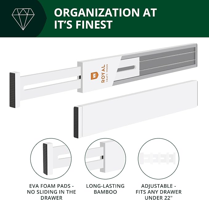 Bamboo Drawer Dividers Organizers, Adjustable Drawer Separator Splitters - Image 4