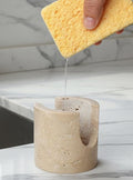 Natural Travertine Stone Sponge Holder, Compact Upright Sink Organizer by BekPooQ