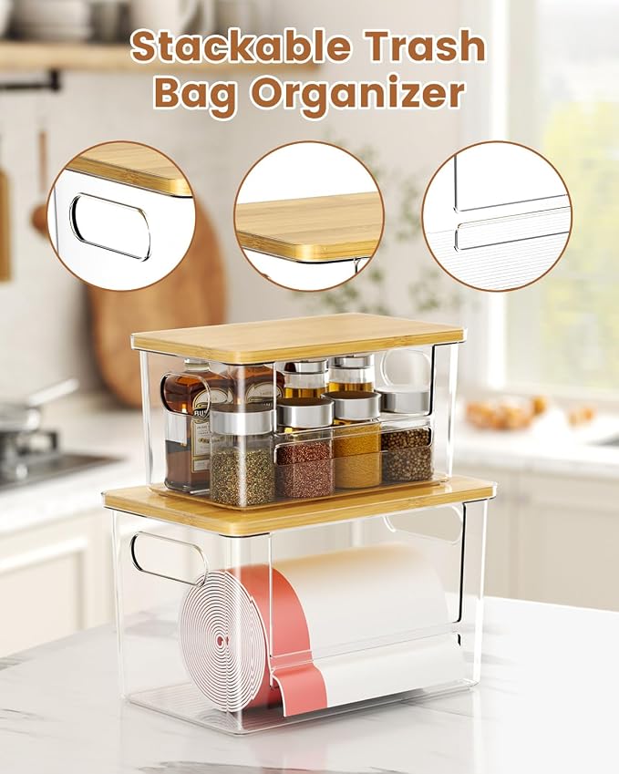 Trash Bag Dispenser 2 Pack, Stackable Trash Bag Holder - Image 2