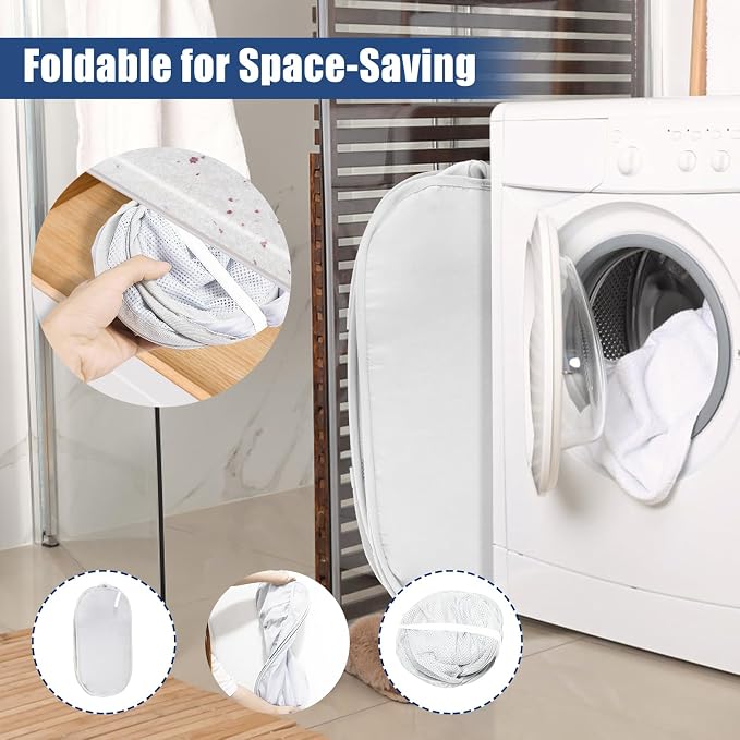 2 Pack Collapsible Laundry Baskets, Upgrade Pop Up Laundry Hamper - Image 3