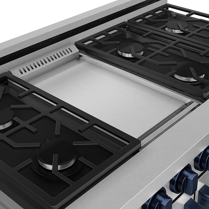 Gordon Ramsay by THOR Kitchen 48 Inch Professional Gas Range with Double Oven in Stainless Steel/Blue
