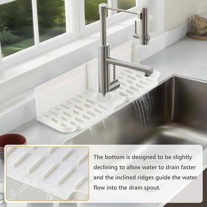 Silicone Kitchen Countertop & Sink Splash Guard, Silicone Sink Faucet Drying Mat - Image 5
