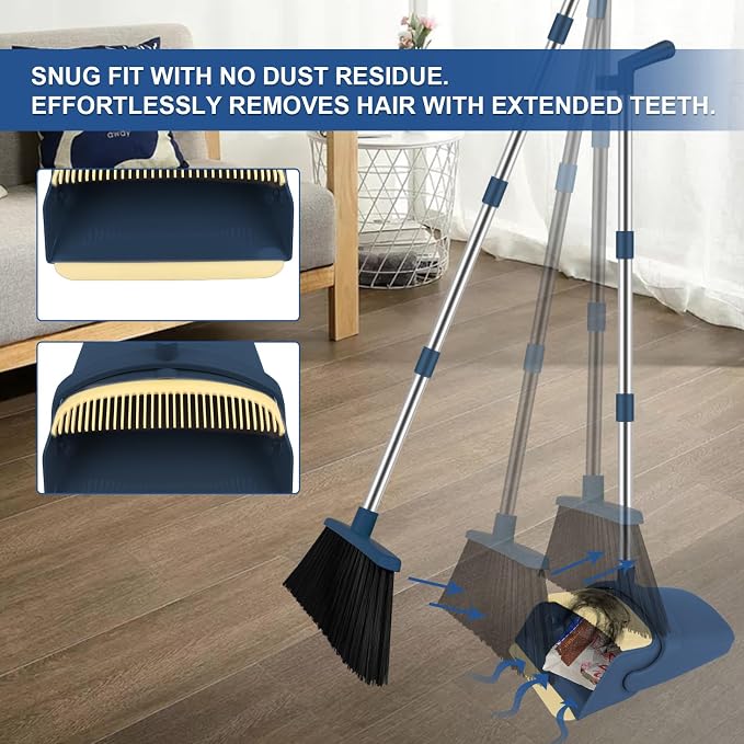 Broom and Dustpan Set, Kitchens & Tight Spaces, Built-in Comb Dustpan, Foldable - Image 6