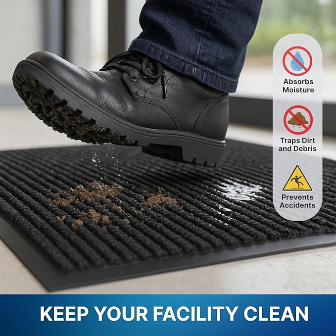 Consolidated Plastics Brush Dry Mat - Made in USA, Heavy-Duty Commercial DoorRug for Indoor/Outdoor Entryways, Non-Slip Backing for High-Traffic Areas (4' W x 6' L, Brown)
