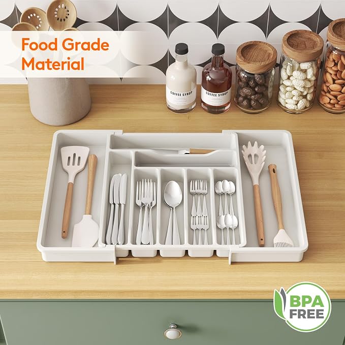 Lifewit Expandable Silverware Drawer Organizer, Kitchen Utensil Tray | BPA-free - Image 9