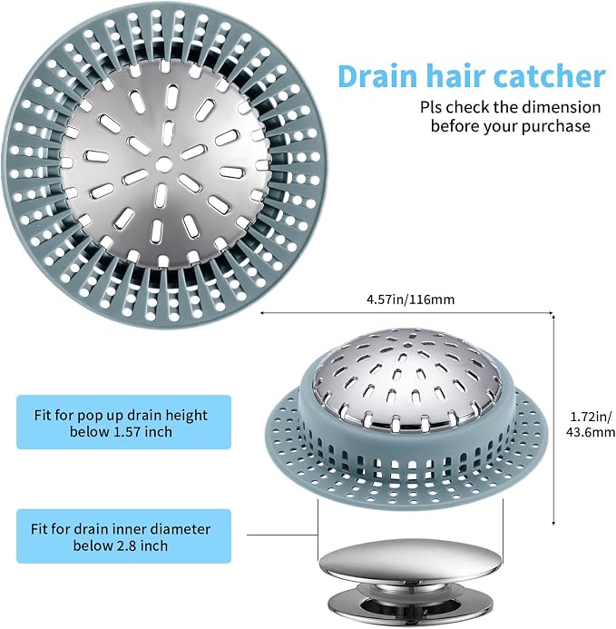 Aluvor Bathtub Drain Hair Catcher Shower Drain Cover Sink Drain Protector | - Image 2