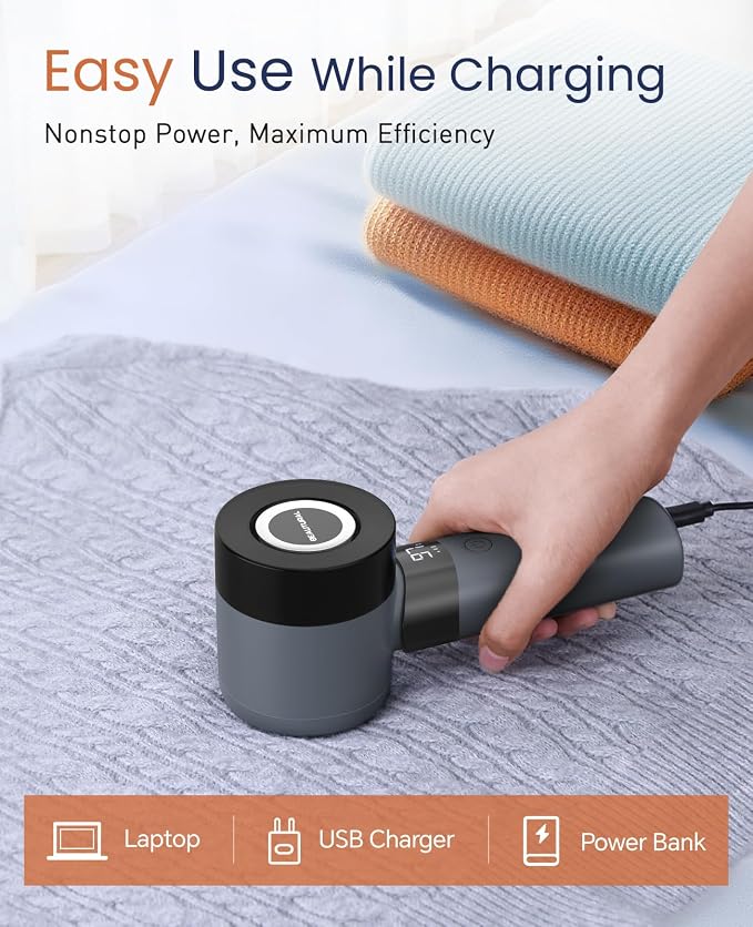 BEAUTURAL Fabric Shaver and Lint Remover, Rechargeable Sweater Defuzzer | LED - Image 6