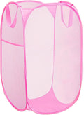Portable Mesh Pop Up Laundry Hamper Reinforced Pink Vertical Collapsible by Aplter