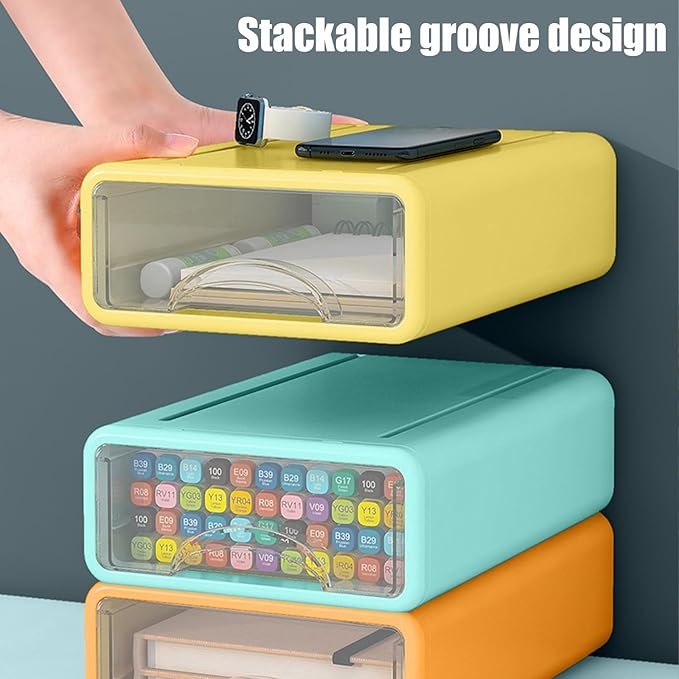 Desk Organizer with Drawers, Stackable Storage Drawers with Compartments - Image 5