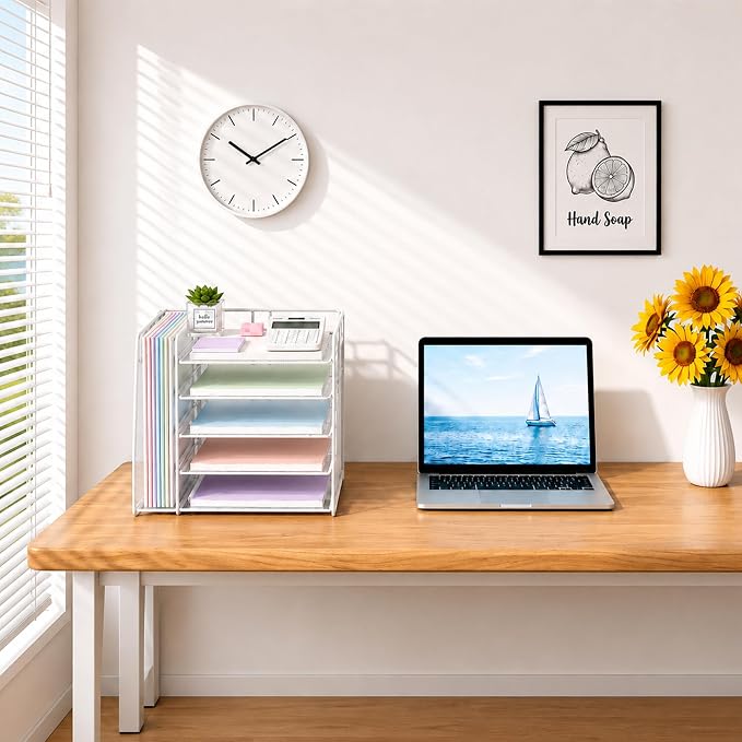 OPNICE Desk Organizer, 5-Tier Paper Organizer Letter Tray, Office Desk - Image 6