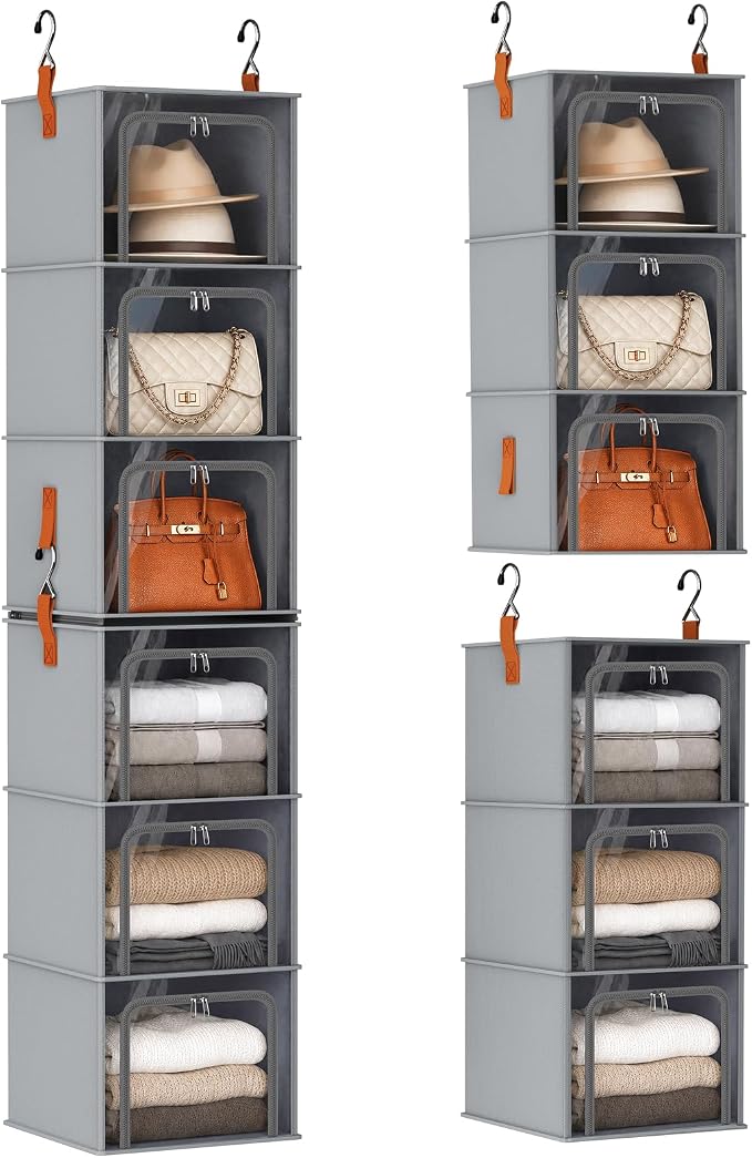 6-Tier Modular Hanging Closet Organizer Shelves, Front Opening, Oxford Fabric by Homsorout