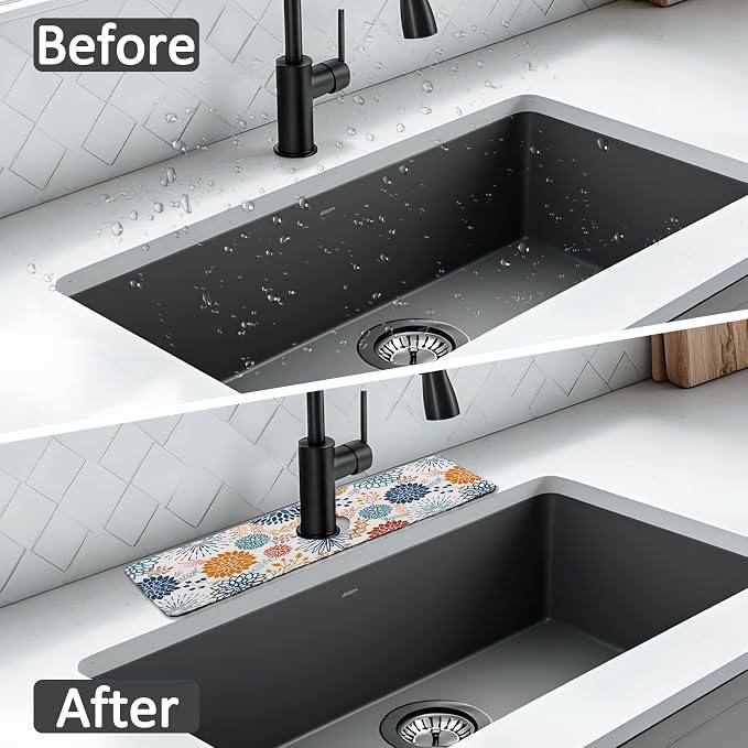 15" X 5.5" Kitchen Sink Splash Guard Faucet Mat Mandala Super Absorbent Fast - Image 6
