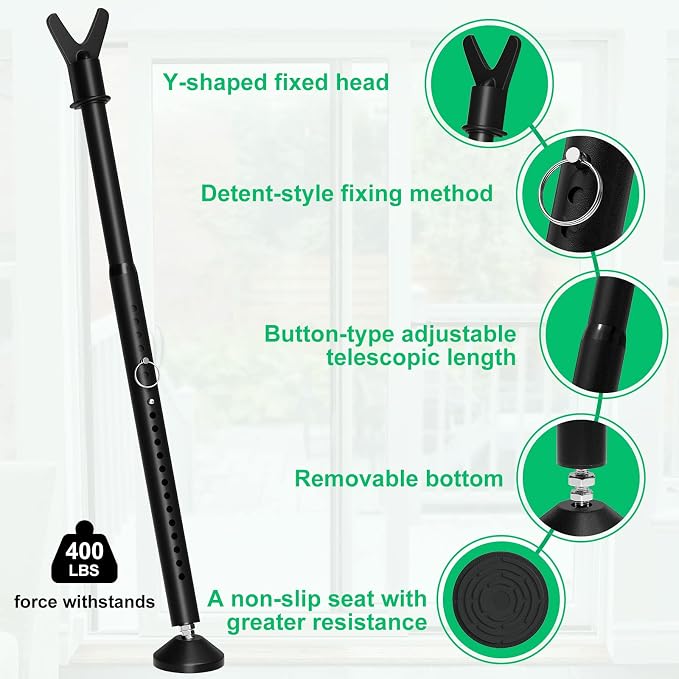 Door Stoppers Security Bar & Sliding Glass Door Lock Keep Your Home Security - Image 5