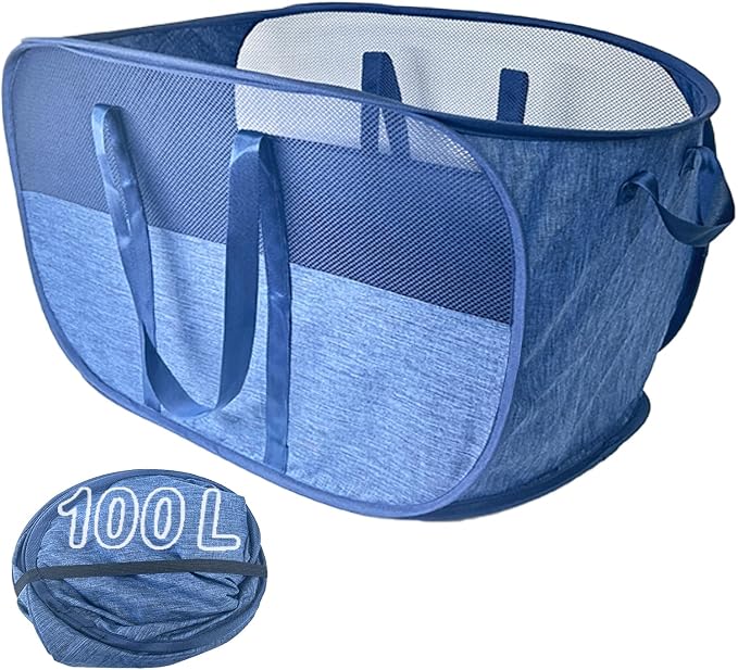 Extra Large Mesh Pop Up Laundry Hamper, 100L Collapsible Laundry Basket | by NairSnow