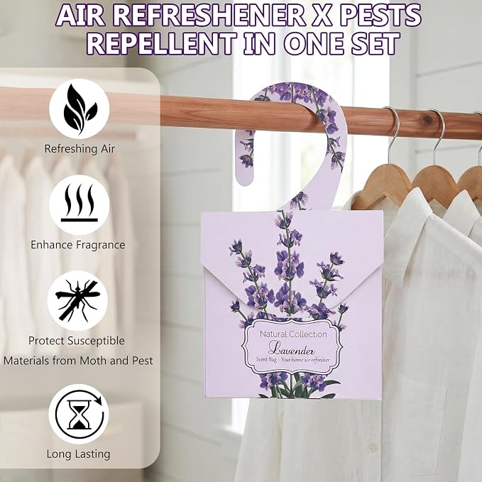 24 Pack Lavender Sachets for Drawers and Closets, Natural Closet Freshener - Image 4