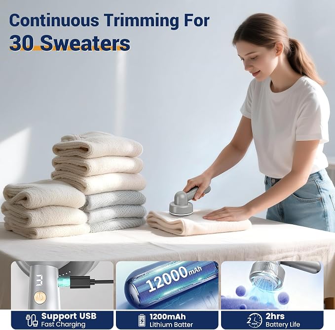 DBC Fabric Shaver Lint Remover for Clothes, Couch & Furniture | 6-Leaf Blade - Image 5