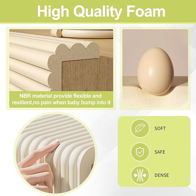 Baby Proofing Wall Corner Protector,Edge Guard Corner Protector,6.56ft Thinken Soft Corner Protectors Pre-Taped Soft Rubber Foam Edge Cushion for Furniture (Gray, 6.56Ft x 11.8" W x 0.47" Th)