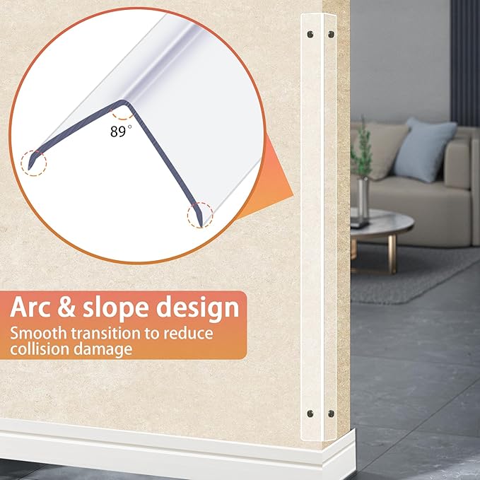 Clear Screws Installation Wall Corner Protectors, Thickened L-Shaped Furniture Edge Shields & Guards for Sharp Wall, Door Frame, Table (4pcs x 39.4''L x 1.97''W)