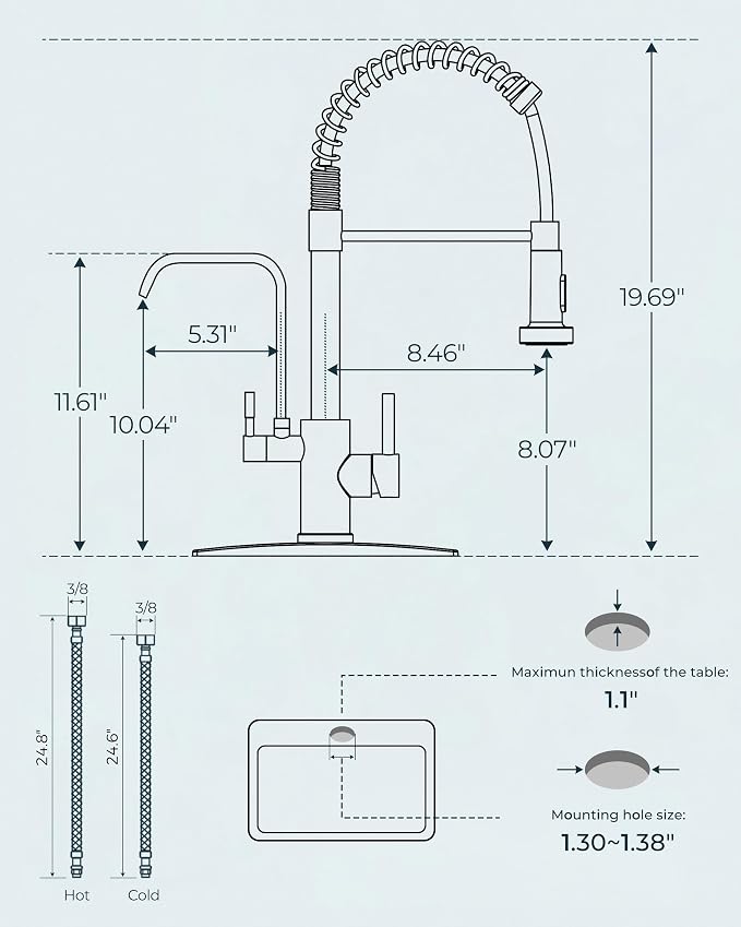 FORIOUS Kitchen Faucet with Purfied Water Filter, 2 Handle, Brushed Nickel | - Image 5