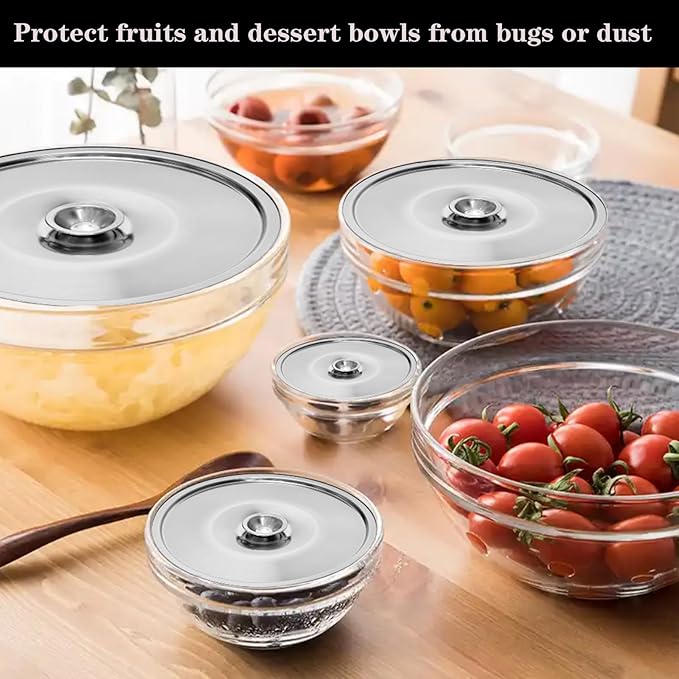 Stainless Steel Cover Bowl 7.1in Universal Lid for Pots Pans and Skillet, Small Frying Pan Lid with Handle for Pot Lid, 18cm