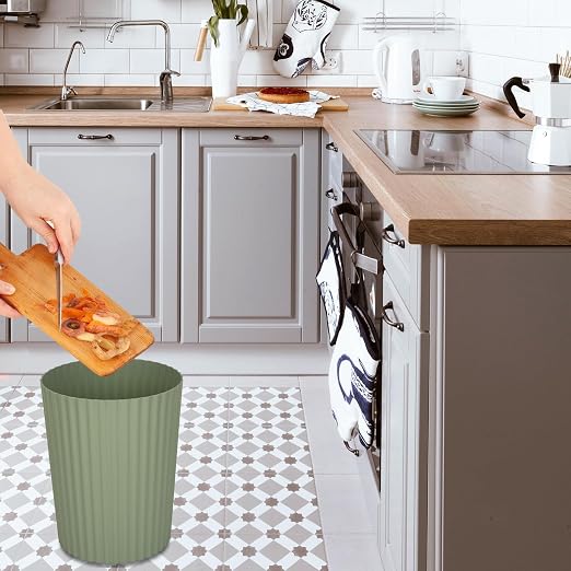 JiatuA Small Bathroom Trash Can Plastic Wastebasket Garbage Can Green | Sturdy - Image 7