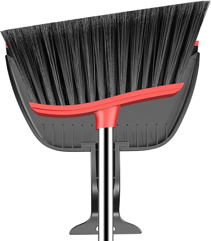 Broom and Step-on Dustpan Set, 59-in Adjustable Long Handle Broom by EZKEY