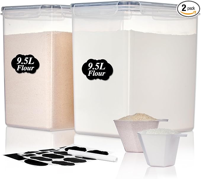 Vtopmart 9.5L Flour Sugar Storage Containers, 2 Pack, Each Fits 12.5 lb | Each by Vtopmart