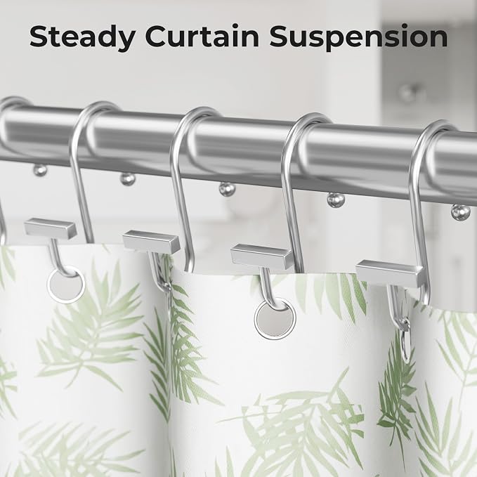 Bathway Shower Curtain Hooks, Chrome Shower Curtain Rings Rust Proof, T-Bar - Image 5