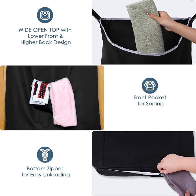 TFLC Over the Door Hanging Laundry hamper bag, 18x4.75x28" - Image 7