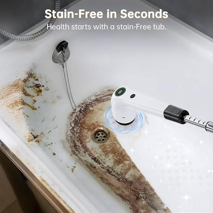 PUFTEM Electric Spin Scrubber, Cordless Shower Scrubber, Adjustable Handle | - Image 3