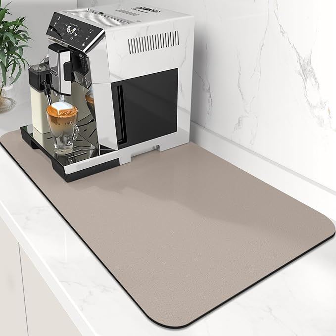 Coffee Mat Super Absorbent Dish Drying Mat Coffee Bar Mat 16"x 24", Khaki | by WiseLife