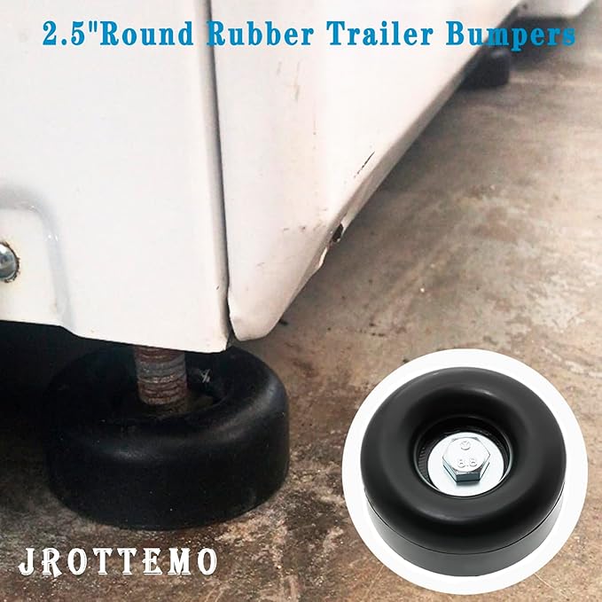 4 Pack 2.5"Round Rubber Trailer Bumpers Compatible with trailer door bumper, Air Compressors, Pumps,Generators, Pressure Washers, With Screw Kits