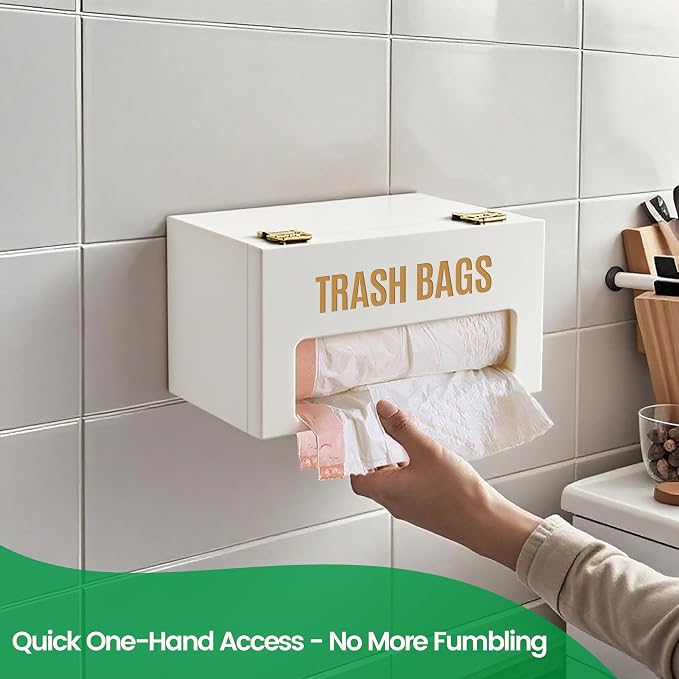 Large White Bamboo Trash Bag Holder - Image 6