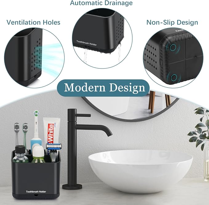 Toothbrush Holders for Bathrooms, Toothbrush and Toothpaste Holder | Easy To - Image 3