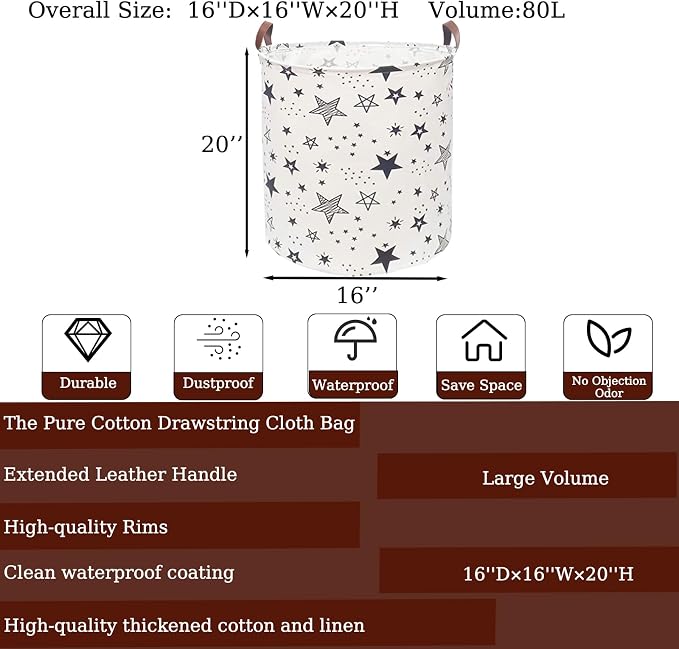 Waterproof Laundry Hamper Collapsible Laundry Basket Leather Handle Laundry Bag - Image 2