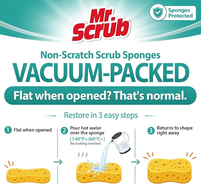 Sponges Kitchen Scrub Dish Sponge Scouring Pad, 6 Pads Cleaning Brush - Image 4