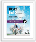 Americanflat 10x12 Picture Frame with Shatter-Resistant Glass - Use as 8x10 Frame with Mat or Display 10x12 Photo Without Mat - Signature Collection - Picture Frames for Wall Display - White
