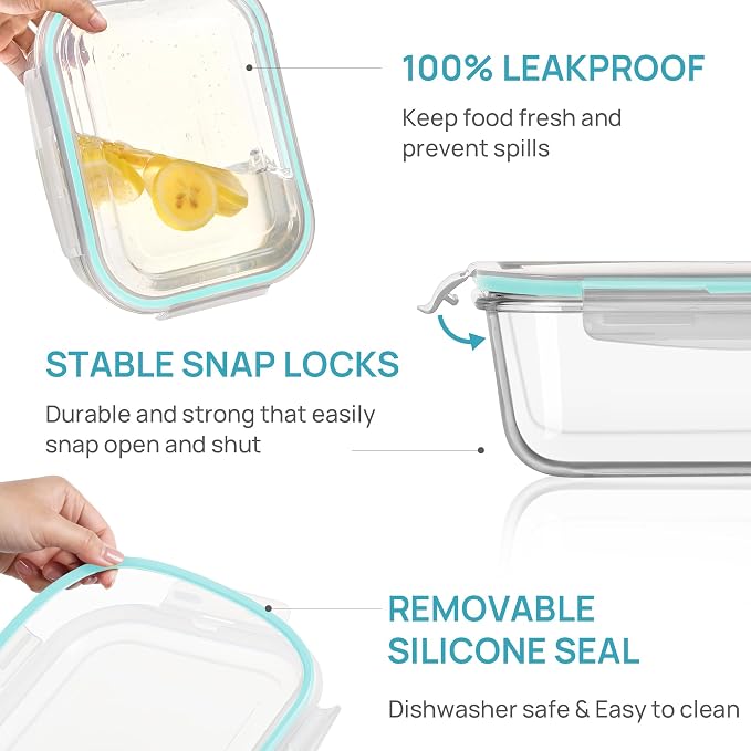Vtopmart 2Pack 2260ml/76.4oz Extra Large Glass Storage Containers, Dishwasher - Image 6