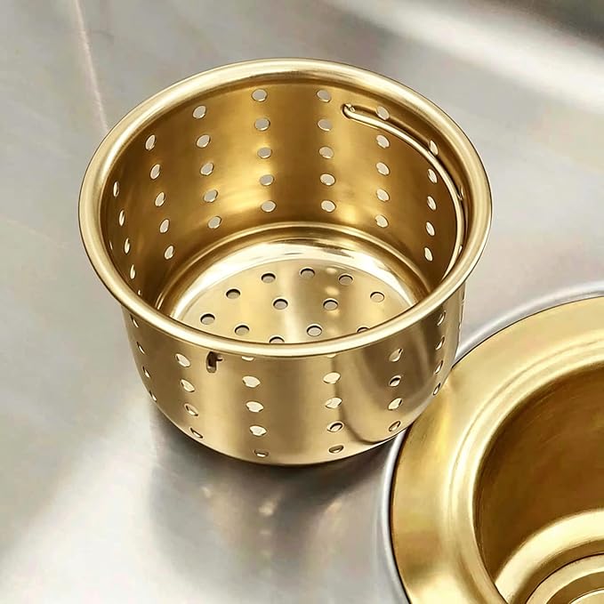 Kitchen Sink Drain Basket Only, 3-inch Basket Gold by GZILA
